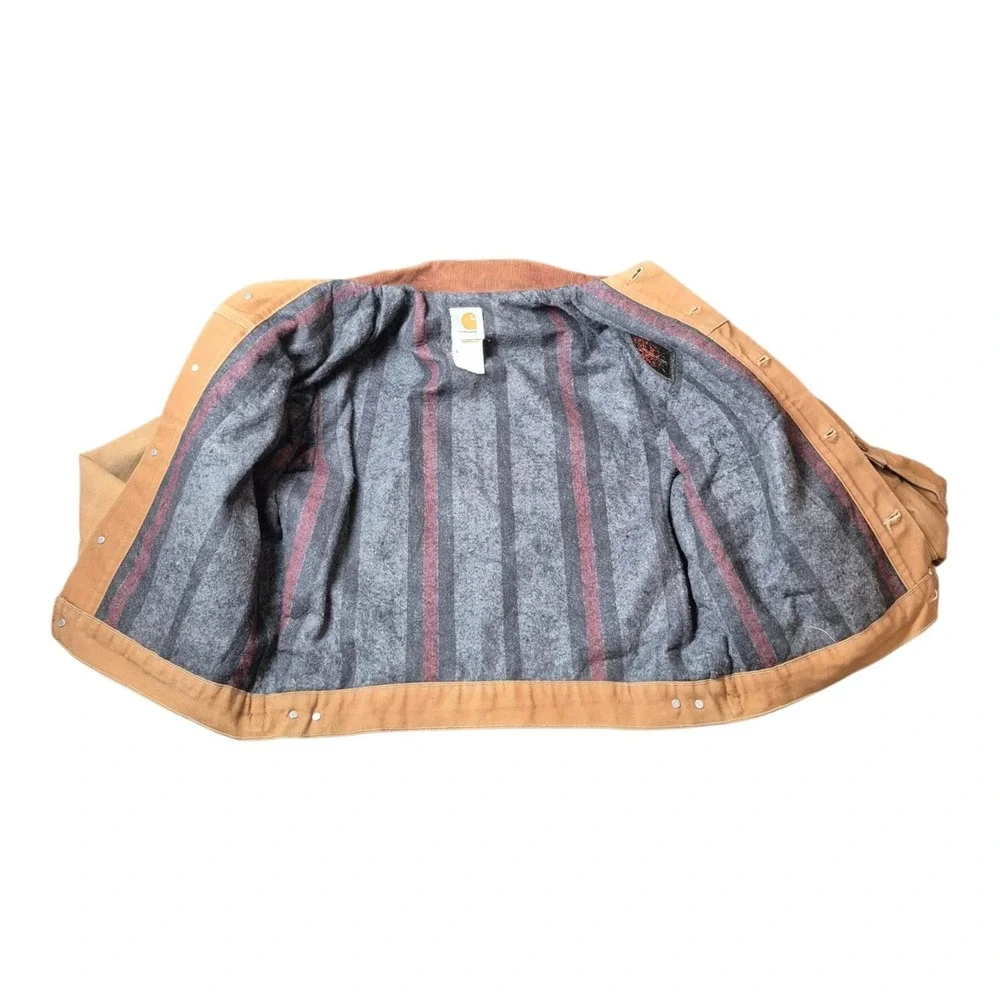 VTG Carhartt Men's 40 J09 BRN Trucker Jacket Blanket Lined Duck Canvas Brown USA